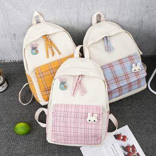 Plaid Panel Cartoon Backpack