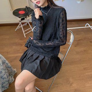 Long Sleeve Sheer Lace T-shirt