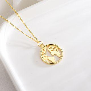 925 Sterling Silver World Pendant Necklace