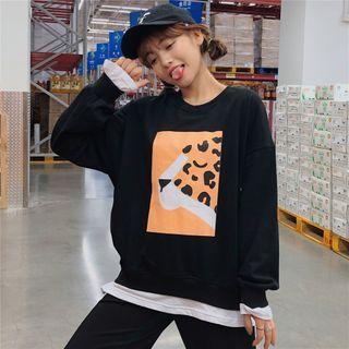 Mock Two-piece Tiger Print Pullover
