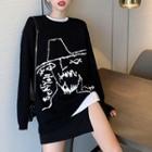 Cartoon Loose-fit Sweater Black - One Size