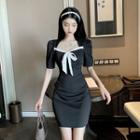 Short-sleeve Open-back Mini Bodycon Dress