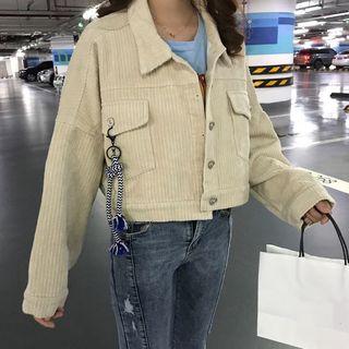 Corduroy Cropped Button Jacket
