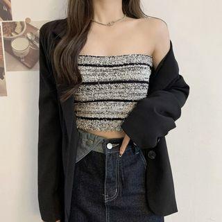 Striped Tube Top Stripes - Black & Gray - One Size