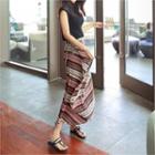 Tie-waist Patterned Wrap Midi Skirt