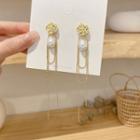 Flower Faux Pearl Fringed Drop Earring 1 Pair - Gold - One Size