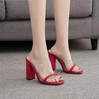 Clear Strap Chunky Heel Sandals