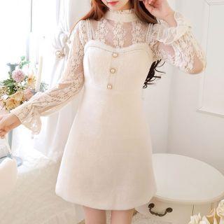 Set: Lace Blouse + Overall Dress