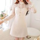 Set: Lace Blouse + Overall Dress