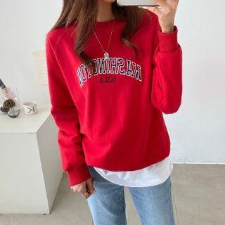 Raglan Letter-embroidered Sweatshirt