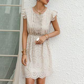 Cap Sleeve Ruffled A-line Dress