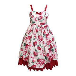 Strappy Fruit Print A-line Midi Dress