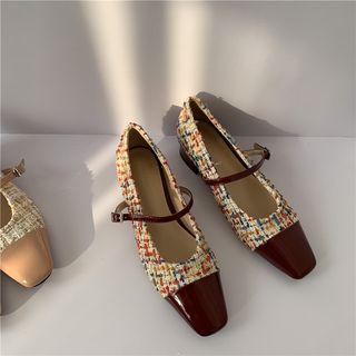 Block Heel Tweed Mary Jane Shoes