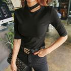 Cutaway-neck Cropped Top