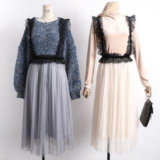 Lace-trim Mesh Jumper Dress