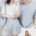 Couple Matching High Waist Pleated Skirt / Short-sleeve T-shirt