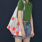 Mesh Flower Applique Shopper Bag Orange Flowers - White - One Size