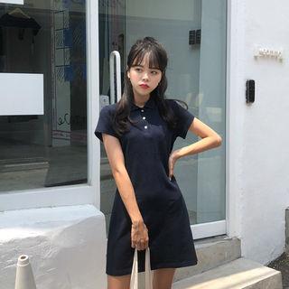 Tie-waist A-line Polo Shirtdress