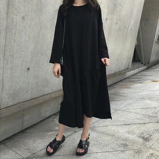 Long Sleeve Plain Midi Dress