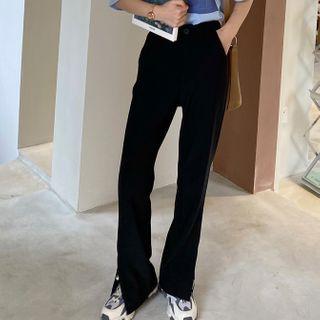 Slit-hem Straight Leg Pants