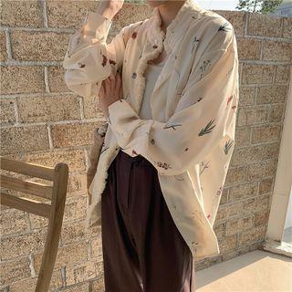 Fringe Floral Long-sleeve Shirt White - One Size