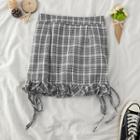Ruffled Hem Plaid A-line Skirt