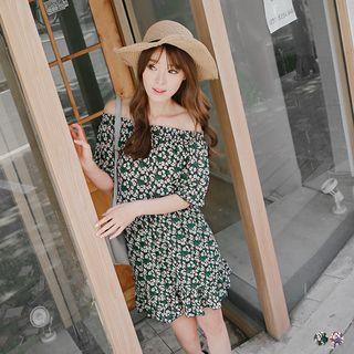 Floral Print Off-the-shoulder Mini Dress