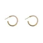 Sterling Silver Faux Pearl Open Hoop Earring 1 Pair - Gold - One Size