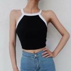 Contrast Trim Sleeveless Cropped Top