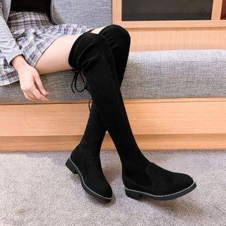 Faux Suede Block-heel Over-the-knee Boots