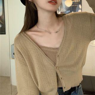 V-neck Knit Cardigan / Knit Camisole Top