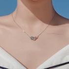 925 Sterling Silver Bead Rhinestone Planet Pendant Necklace As Shown In Figure - One Size