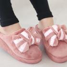 Bow-front Furry Platform Slippers