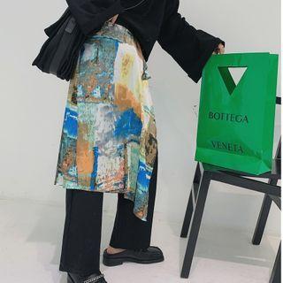 Mock Two-piece Print Inset Skirt Straight Leg Pants