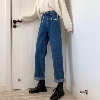 Beaded Wide-leg Jeans