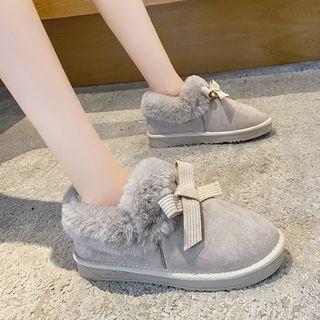Bow-accent Furry Short Boots