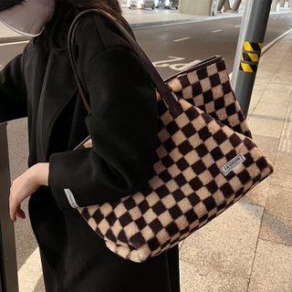 Checkerboard Fluffy Tote Bag