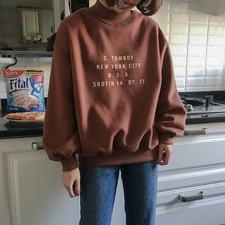 Turtleneck Long-sleeve Letter Print Pullover