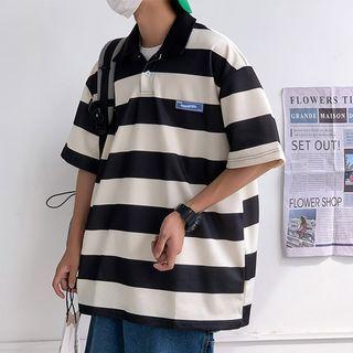 Color Block Stripe Polo Shirt