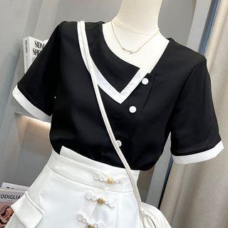 Contrast Trim Blouse / Mini A-line Skort