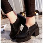 Zip Side Block Heel Pumps