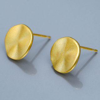 14k Gold Plated Irregular Disc Earring Gold - One Size