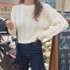 Round-neck Cut-out Long-sleeve Top