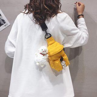 Sheep Embroidered Canvas Sling Bag