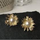Faux Pearl Star Stud Earring 1 Pair - Silver Needle Earrings - One Size