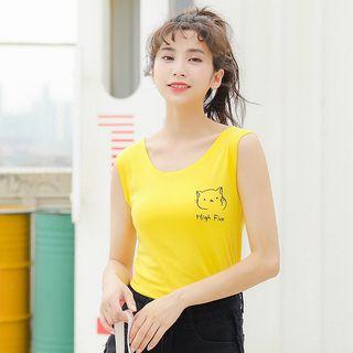 Cat Embroidered Tank Top