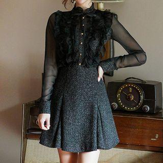 Set: Ruffle Blouse + A-line Skirt