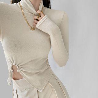 Hem-details High-neck T-shirt In 5 Colors