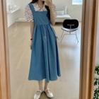 Short-sleeve Floral Print Shirt / Midi Overall Dress