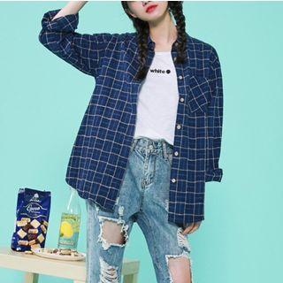 Plaid Shirt Sapphire Blue - One Size